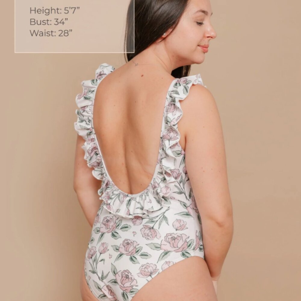 Imagine Perry Brand New Ruffled Low Back One Piece